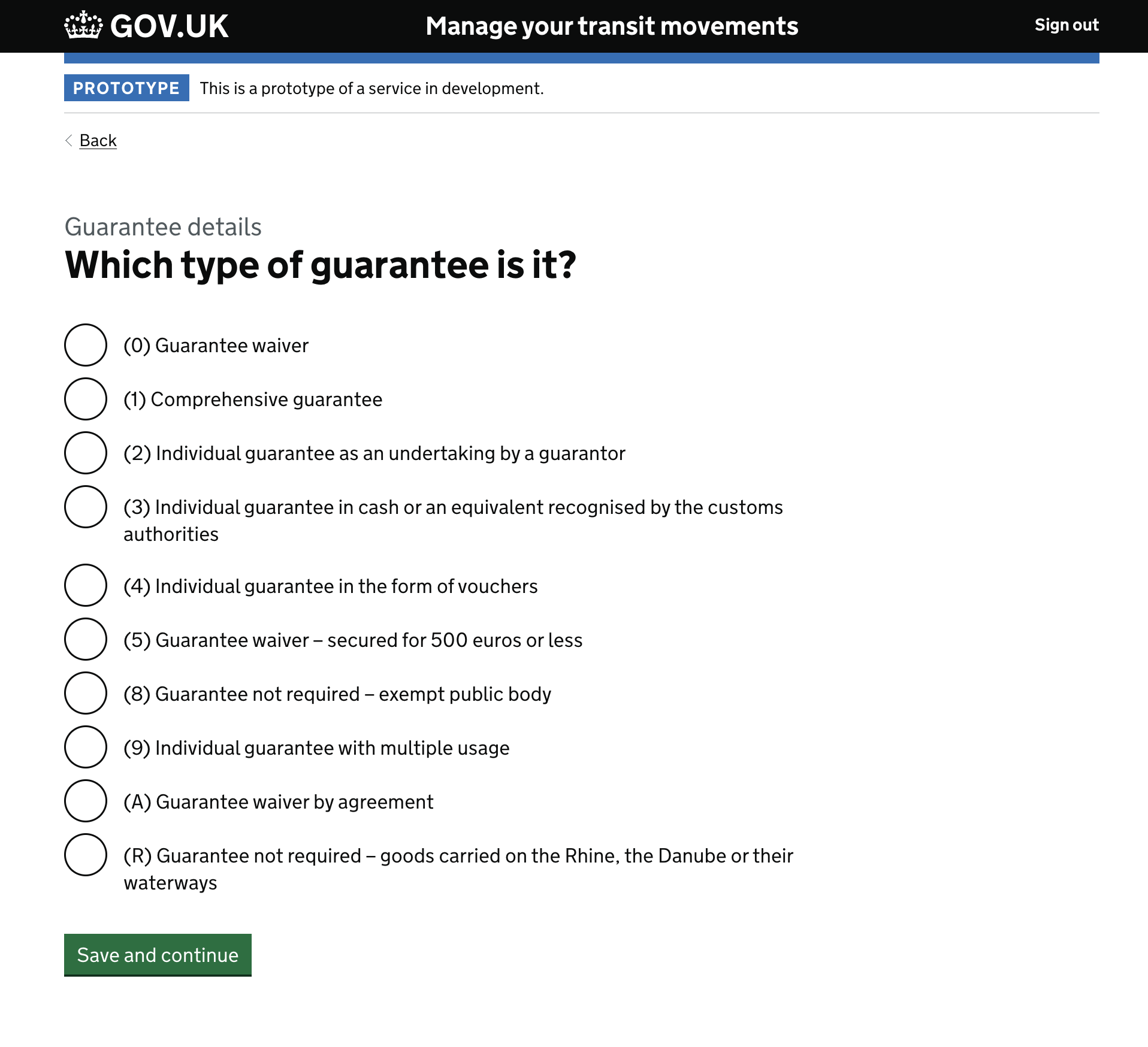 Guarantee — step 1