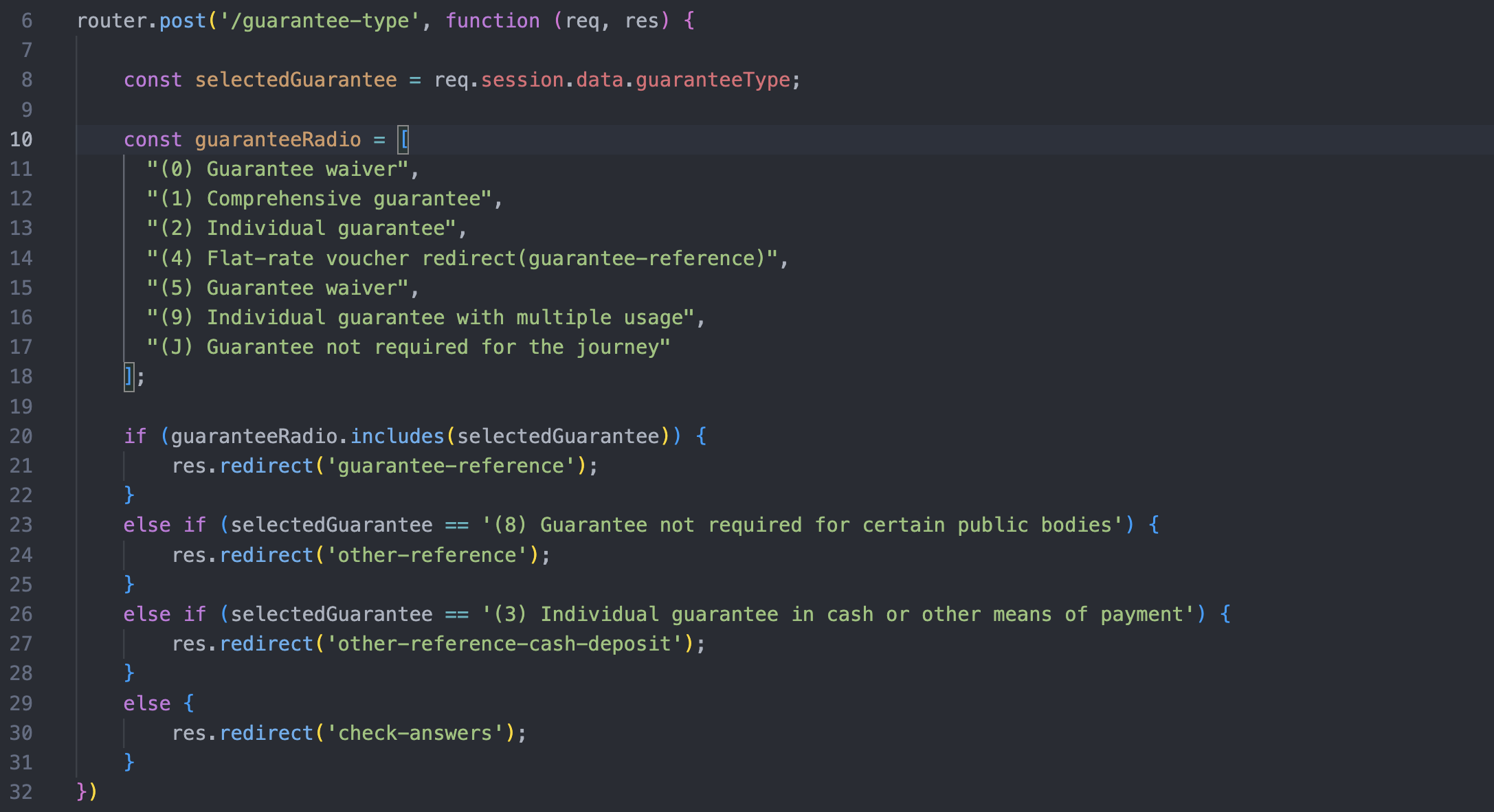 Routes — configuration step 1