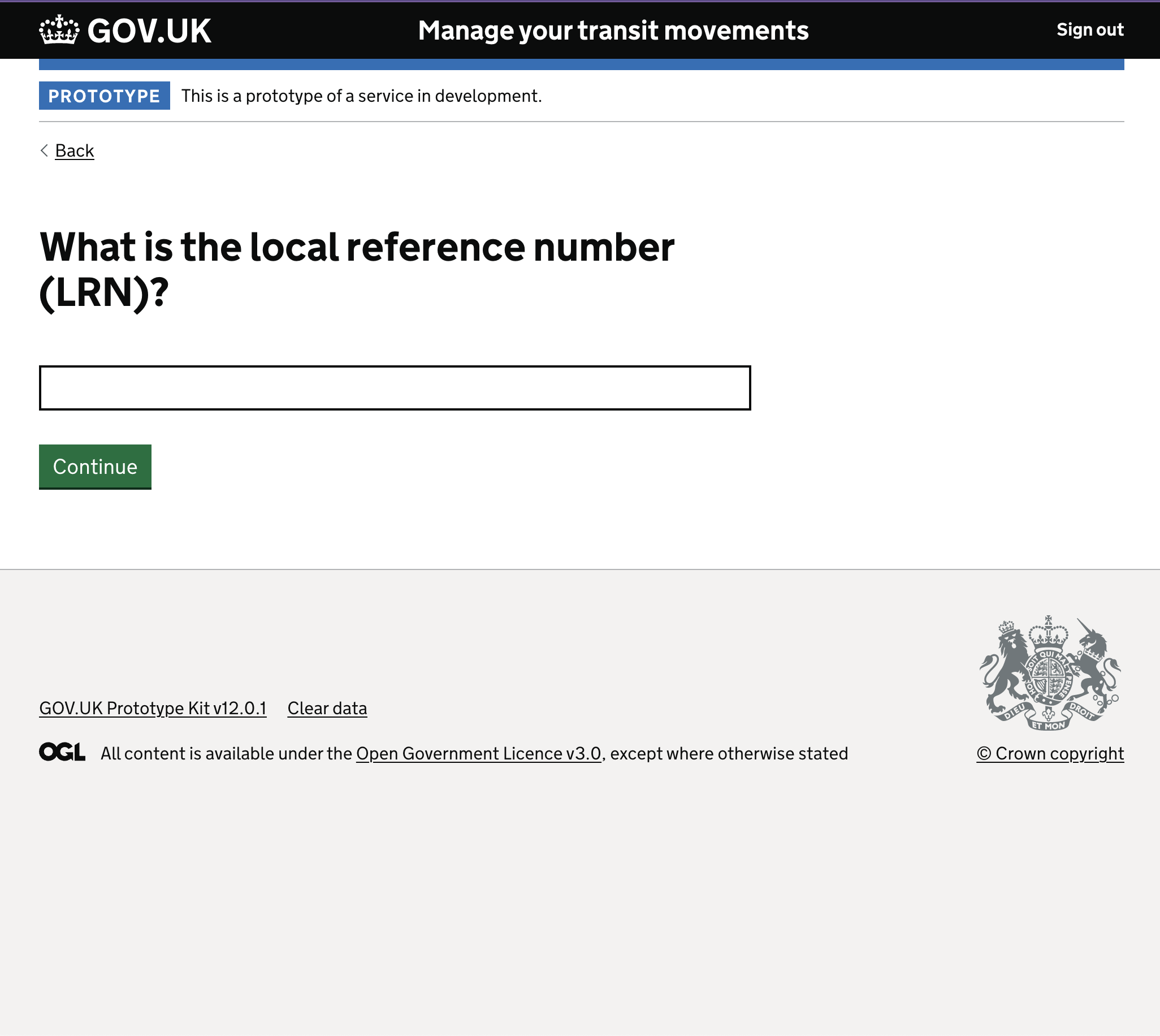 Local Reference Number input