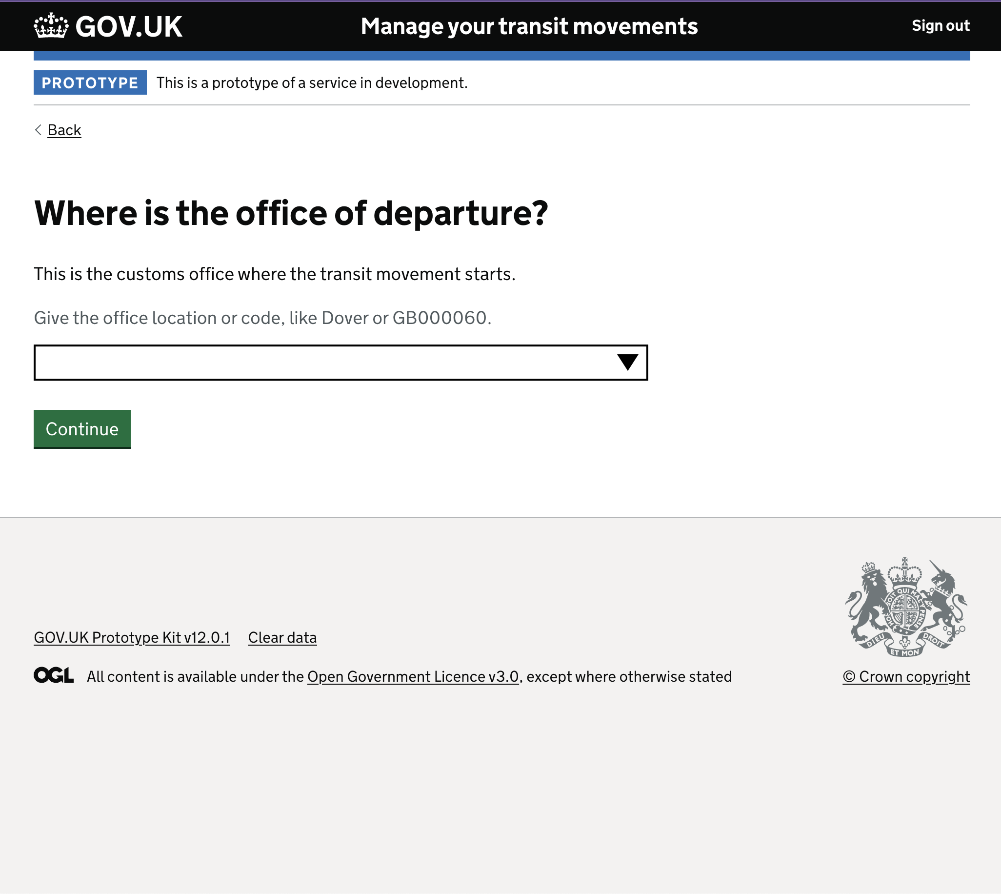 Office of departure — step 1