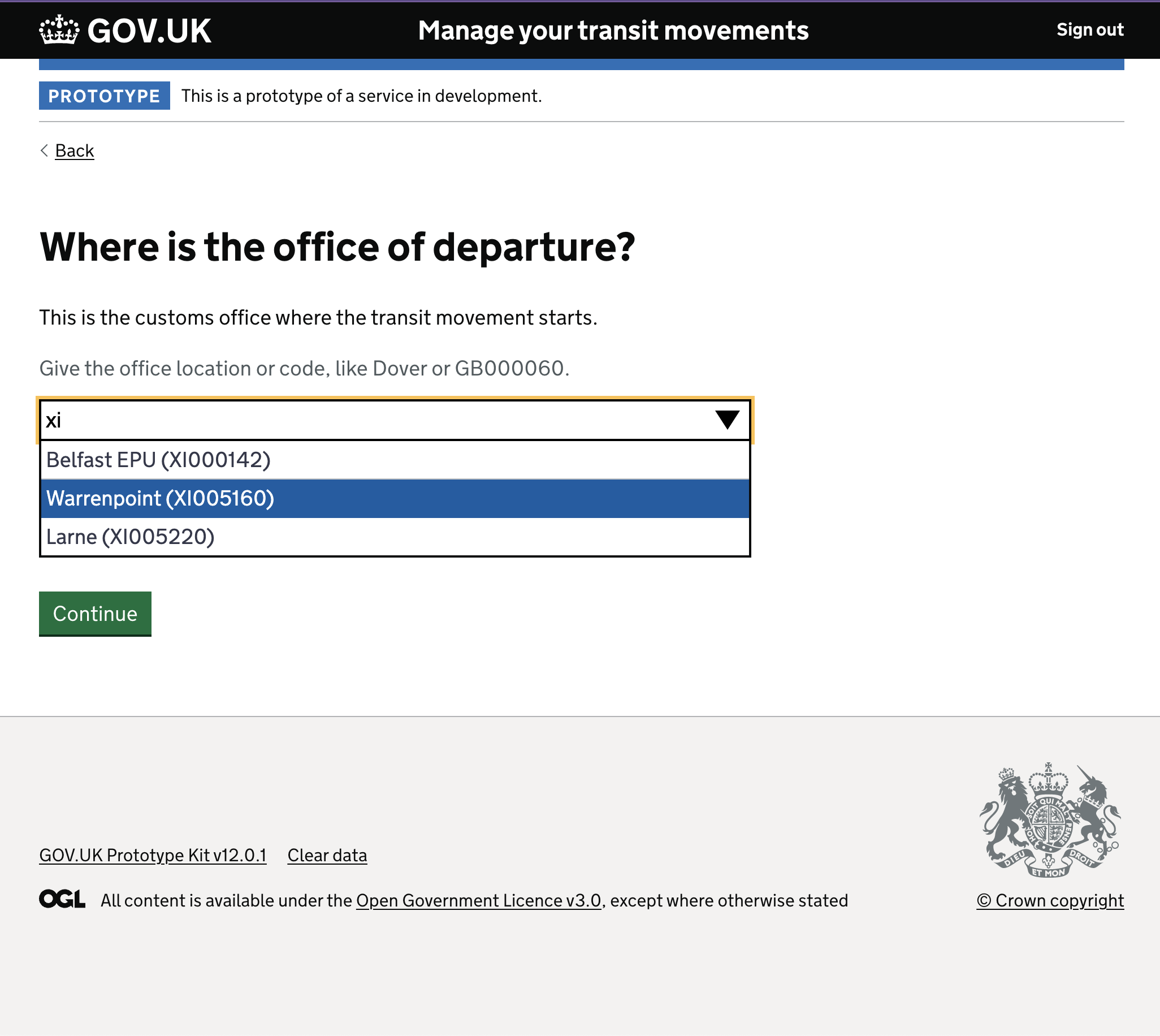 Office of departure — step 3