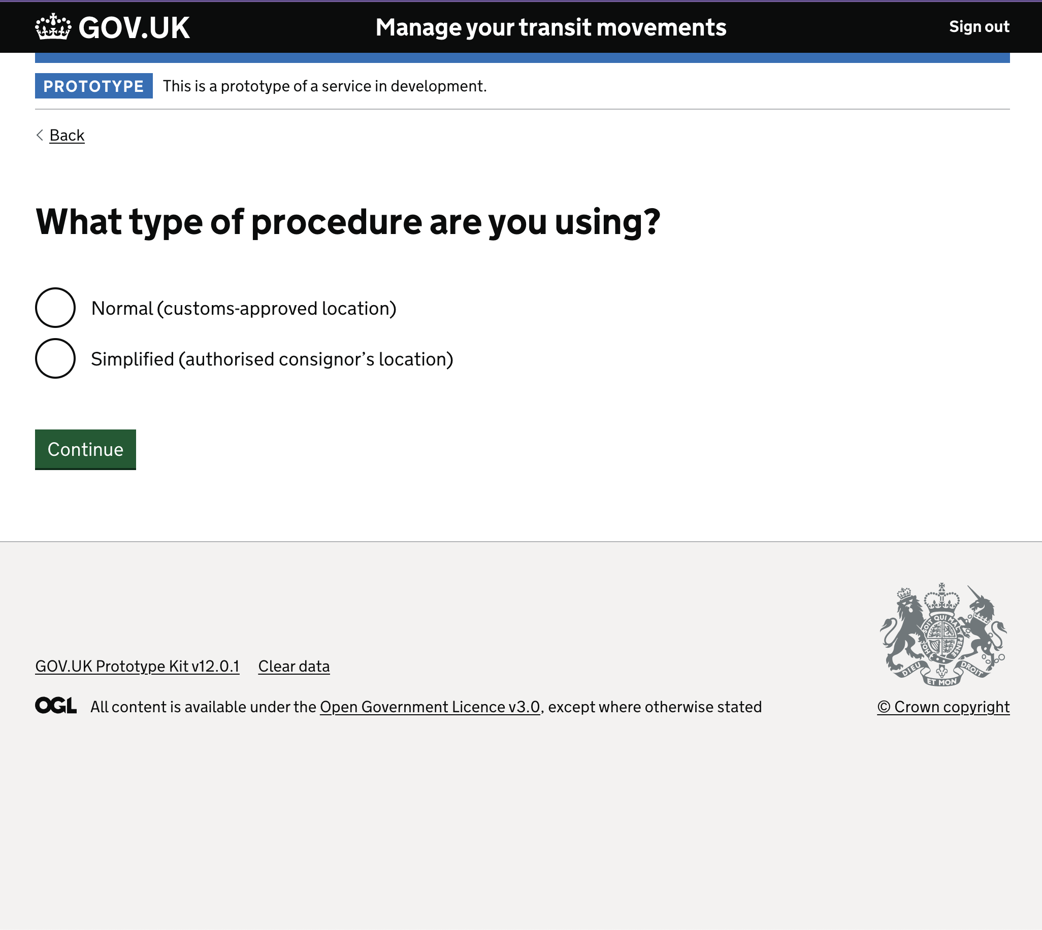 Procedure type selection