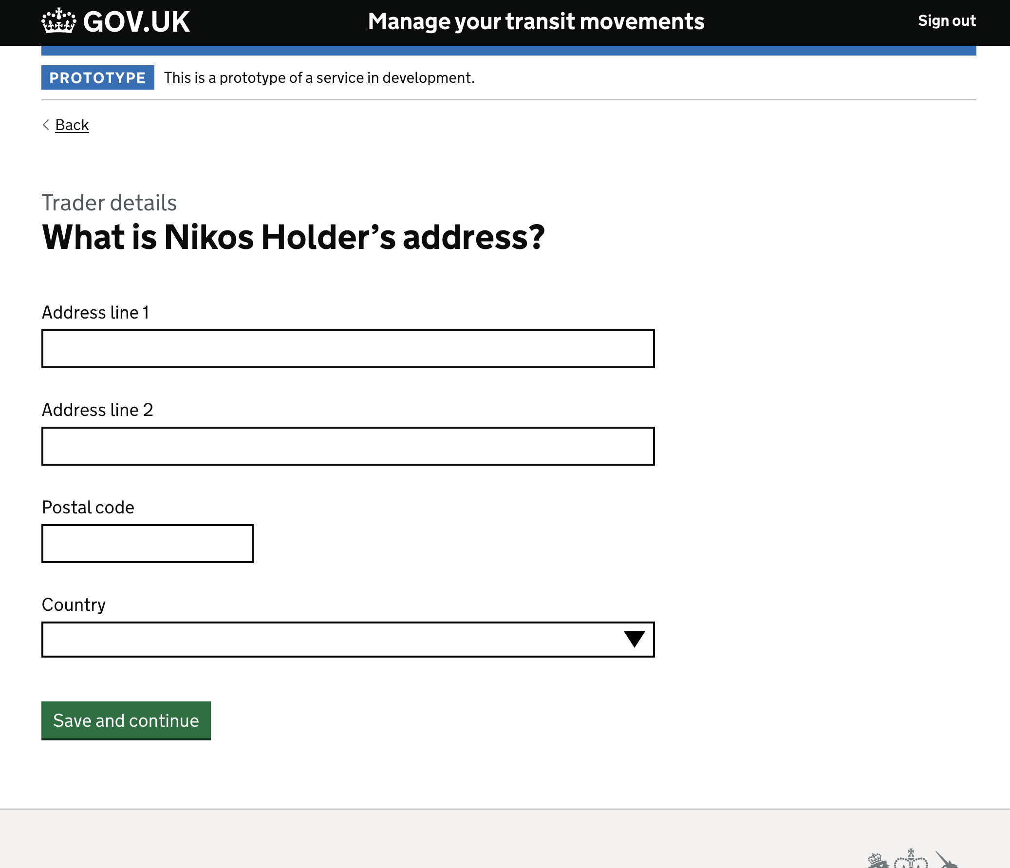 Transit holder address