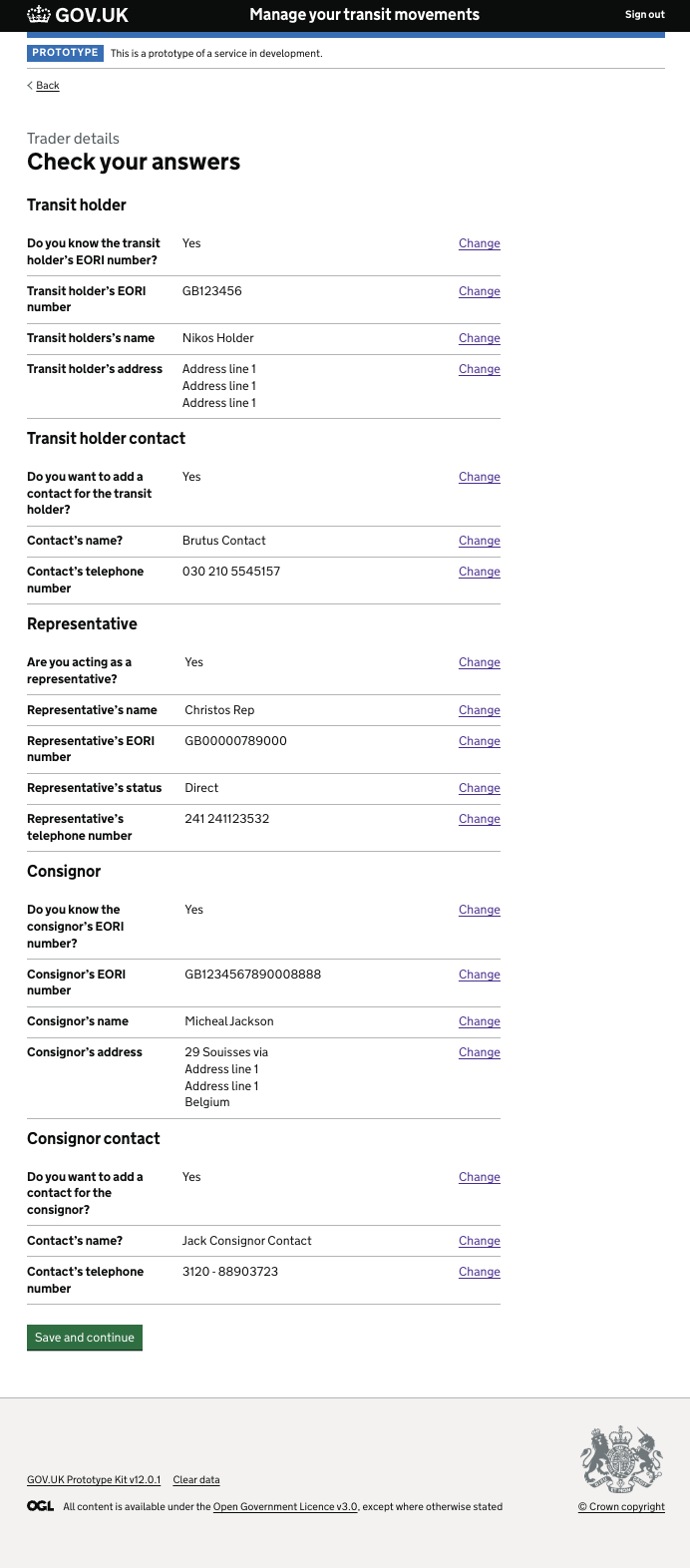 Check your answers — Trader Details summary